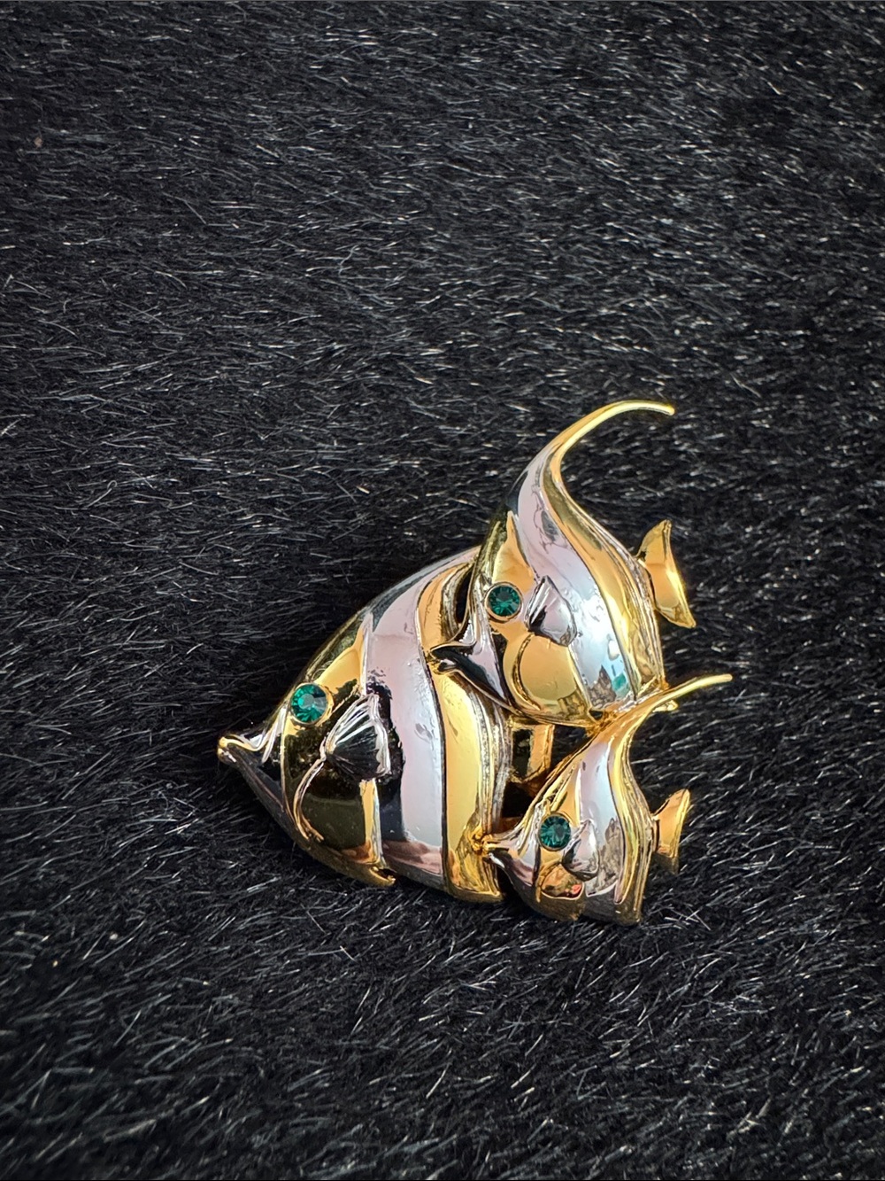Gold and Silver Fish Ornament with Green Accents - Pets Fish Decor